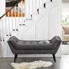Apeaka Velvet Upholstered Tufted Ottoman Bench with Arms Bed Bench Modern Accent Bench for Entryway Bedroom Living Room with Wood Legs Dark Gray view 3