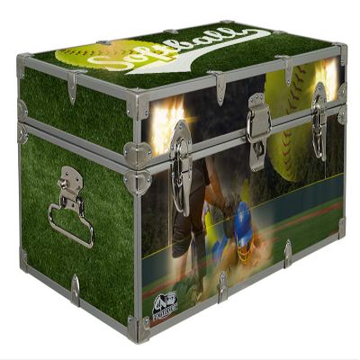 C&N Footlockers Designer Trunk - Sports Themed Storage Trunk - Available in 15 Different Themes - 32x18x13.5 Inches (in Action Softball)
