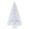 Goplus White Artificial Christmas Tree, 9ft Premium Unlit Hinged Spruce Full Tree, with Metal Stand, Easy Assembly, for Indoor and Outdoor Use view 1