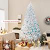 Goplus White Artificial Christmas Tree, 9ft Premium Unlit Hinged Spruce Full Tree, with Metal Stand, Easy Assembly, for Indoor and Outdoor Use view 2