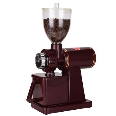 AnEssOil Electric grinder multi-function commercial coffee grinder anti-jump bean 8 gear thickness adjustment (Red,Normal)