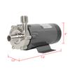 110V Magnetic Home Brewing System Beer Pump, Food Grade Stainless Steel Head with 1/2'' NPT Thread, Advanced High Temperature Resistance System Pump (Stainless Steel Head) view 2