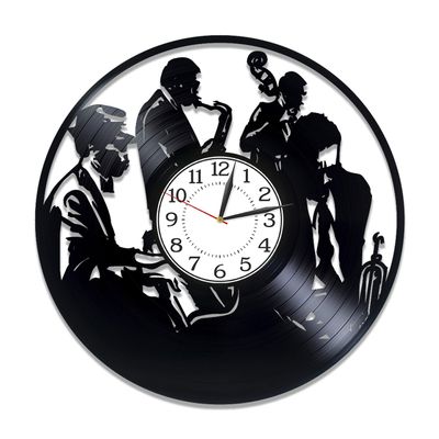 Kovides Jazz Vinyl Record Wall Clock Music Genre Birthday Gift Idea Music Genre Handmade Clock for Man and Woman Jazz Vinyl Clock 12 Inch Music Original Home Decor