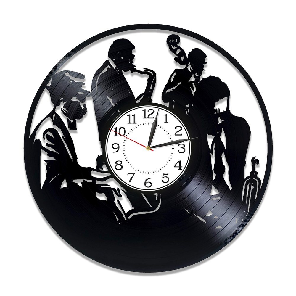 Kovides Jazz Vinyl Record Wall Clock Music Genre Birthday Gift Idea Music Genre Handmade Clock for Man and Woman Jazz Vinyl Clock 12 Inch Music Original Home Decor