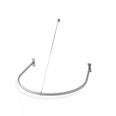 Naiture Heavy-Duty Half-Oval Stainless Steel Shower Curtain Rod with Swivel Ceiling Support, Outdoor Swimming Pool Shower Rod, Enough to Shower and Change Swimwear, 36"L X 36"W, Brushed Nickel Finish