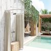 Naiture Heavy-Duty Half-Oval Stainless Steel Shower Curtain Rod with Swivel Ceiling Support, Outdoor Swimming Pool Shower Rod, Enough to Shower and Change Swimwear, 36"L X 36"W, Brushed Nickel Finish view 2