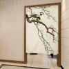 BAIHT HOME Japanese Noren Doorway Curtain Ink Painting Flower and Magpie Door Curtain Tapestry Room Divider with Tension Rod, 33 x 59 inches view 2