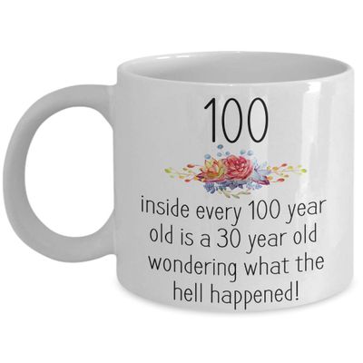 100th Birthday Coffee Mug, Happy Birthday Gifts Woman 100 Years Old Grandma or Mom Born 1919 Christmas or Birthday Gift