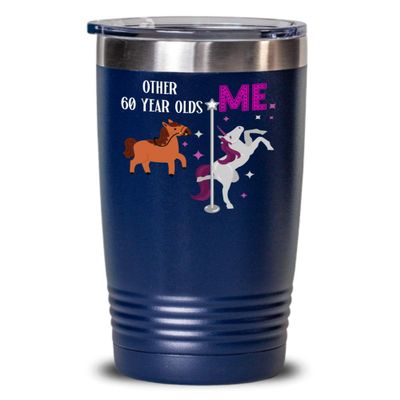 Unicorn Insulated Tumbler Funny 60th Birthday Gift Idea For Women 60 Years Old Unique Gag Gifts For Her Coffee Mug Tea Cup