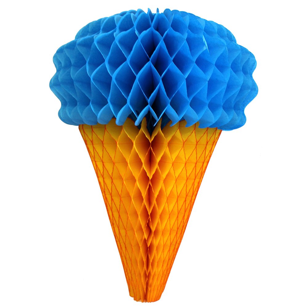 3-Pack 20 Inch Honeycomb Ice Cream Decoration, Turquoise