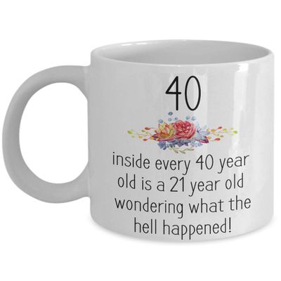 40th Birthday Mugs, 40th Funny Birthday Gifts for Women Mug and Presents Woman Gag Gifts 40 Years Coffee Cup