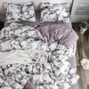 Marbled Print Bedding Sets,3Pcs Polyester Quilt Cover Pillowcase Bedding Det Cover Sets,1Quilt Cover +2Pillowcase, (White) view 3