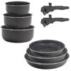 Bergner Set of 8 Click & Cook: 3 Pans 20/22/26 + 3 Pots/Saucepans 16/18/20 with 2 Click&Cook Handles, Pressed Aluminium view 1