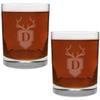 2 Piece Glass Set Engraved with Antler and Shield D-Letter Monogram, 13.5-Ounce view 1