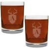 2 Piece Glass Set Engraved with Antler and Shield A-Letter Monogram, 13.5-Ounce view 1