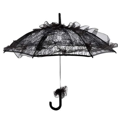 Black Color Lace Umbrella, Lace Sun Daily Umbrella Parasol for Lady Women Party Decor Dancing Photography Prop