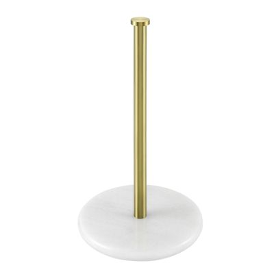 KES Marble Paper Towel Holder Gold Countertop, Kitchen Standing Paper Towel Holders Marble Base Standard or Jumbo-Sized Rolls Brushed Gold, KPH100-BZ