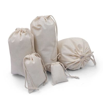 BIGLOTBAGS 100Pcs 6 x 10 Inches Premium Cotton Muslin Double Drawstring Bags, Reusable Bag Natural Cotton Bags with Drawstring Produce Bags Bulk Gift Bag Jewelry Pouch for Party Wedding Home Storage