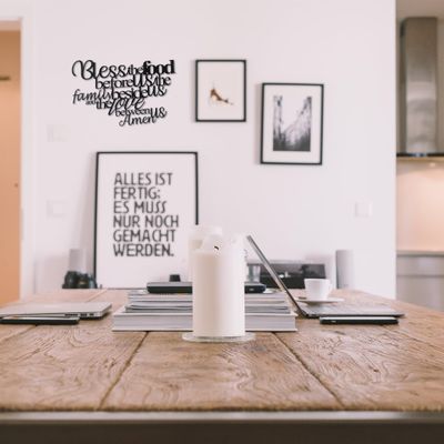 Badger Steel USA - Bless The Food - Metal Wall Art - 25" X 18" - Black