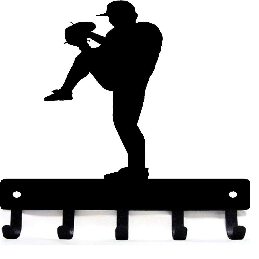 The Metal Peddler Baseball Pitcher Sport Wall Key Holder - Small 6 Inch