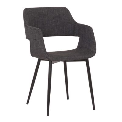 Armen Living Ariana Mid-Century Fabric Dining Room Accent Chair, 18" Height, Charcoal