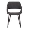 Armen Living Ariana Mid-Century Fabric Dining Room Accent Chair, 18" Height, Charcoal view 3