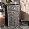 Baxton Studio Cosette Vintage Industrial Silver Metal Floral Accent Cabinet view 1