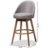 Baxton Studio Carra Mid-Century Modern Grey Fabric Upholstered Walnut-Finished Wood Swivel Bar Stool (Set of 2) view 3