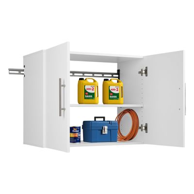 Prepac HangUps 30" Upper Garage Cabinet, Bathroom Cabinet Wall Mount, Ideal for Garage, Kitchen and Laundry Organization 30" W x 24" H x 16" D, White