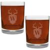 2 Piece Glass Set Engraved with Antler and Shield W-Letter Monogram, 13.5-Ounce view 1