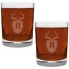 2 Piece Glass Set Engraved with Antler and Shield R-Letter Monogram, 13.5-Ounce view 1