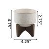Flora Bunda 4 Inch Constellation Ceramic Pot on Wood Stand Mid Century,Ivory 4" view 2