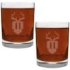 2 Piece Glass Set Engraved with Antler and Shield H-Letter Monogram, 13.5-Ounce view 1