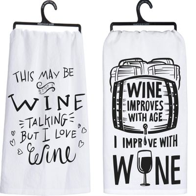 Wine Improves With Age And I Love Wine Kitchen Towels, Set of 2