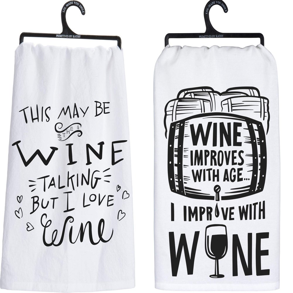 Wine Improves With Age And I Love Wine Kitchen Towels, Set of 2
