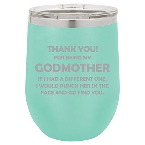 12 oz Double Wall Vacuum Insulated Stainless Steel Stemless Wine Tumbler Glass Coffee Travel Mug With Lid Fairy Godmother (Purple)