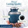 GSM Brands Cremation Urn for Adult Human Ashes - Large Handcrafted Funeral Memorial with Striking Blue Design (Aluminum - 10 Inch Height x 7 Inch Width) view 3