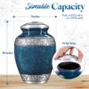 GSM Brands Cremation Urn for Adult Human Ashes - Large Handcrafted Funeral Memorial with Striking Blue Design (Aluminum - 10 Inch Height x 7 Inch Width) view 4
