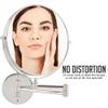 OVENTE 9" Wall Mounted Makeup Mirror with 1X/10X Magnification, Double Sided Magnifying Round Bathroom Vanity Mirror, 360 Swivel Design, Extendable and Folding Arm, Polished Chrome MNLFW90CH1X10X view 4
