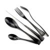 BRIIEC Luxury 20 Pieces Flatware Cutlery Set,18/10 Stainless Steel Heavy Duty Silverware Utensils Service for 4,Include Steak Knife Fork Teaspoon, Mirror Polished,Dishwasher Safe (Shiny Black) view 2