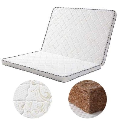 Coir Mattress, 3e Coconut Palm Hypoallergenic Orthopedic Mattress Pad 5cm Folding Sleeping Mat Firm Feel Quiet Tatami Guest Bed-White 150x190cm(59x75inch)