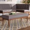 Baxton Studio Arvid Mid-Century Modern Gray Fabric Upholstered Wood Dining Bench view 2