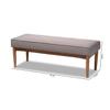 Baxton Studio Arvid Mid-Century Modern Gray Fabric Upholstered Wood Dining Bench view 3