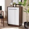 Baxton Studio Mette Mid-Century Modern Two-Tone White and Walnut Finished 5-Shelf Wood Entryway Shoe Cabinet view 2