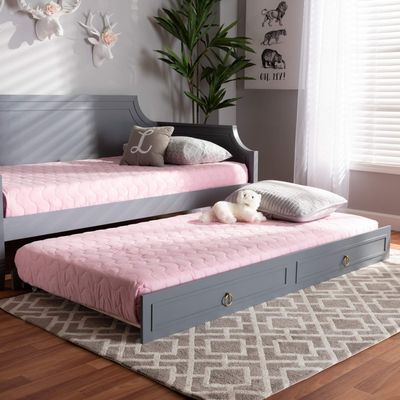 Baxton Studio Mariana Grey Wood Twin Size Bed with Trundle