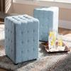 Baxton Studio Elladio Modern and Contemporary Light Blue Fabric Upholstered Tufted Cube Ottoman (Set of 2) view 2