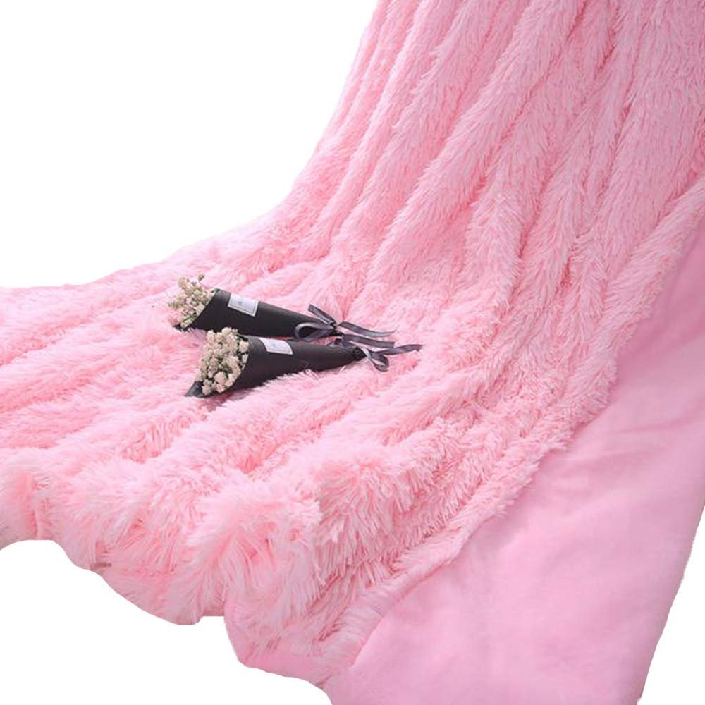 79x90inch Light Pink Plush Throw Blanket Cozy Warm Faux Fur Blanket Large Size Bed Couch Sofa Decorative Throw Blanket Luxury Blanket