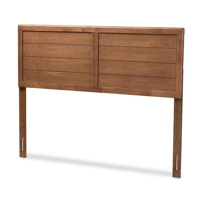 Baxton Studio Seren Mid-Century Wood Full Headboard in Walnut Brown