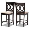 Baxton Studio Lenoir Contemporary Fabric Cut-Out Back Counter Stool, Sand Brown and Espresso, 2-Pieces/Set view 1