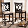 Baxton Studio Lenoir Contemporary Fabric Cut-Out Back Counter Stool, Sand Brown and Espresso, 2-Pieces/Set view 2